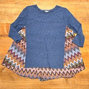 Eyeshadow Blue Asymmetrical Tunic Top
